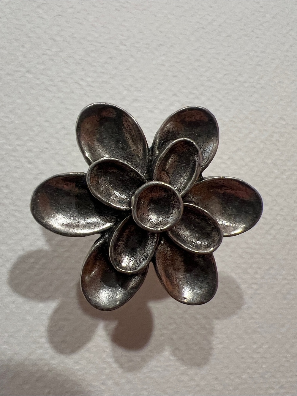 Silver-tone Flower Statement Ring